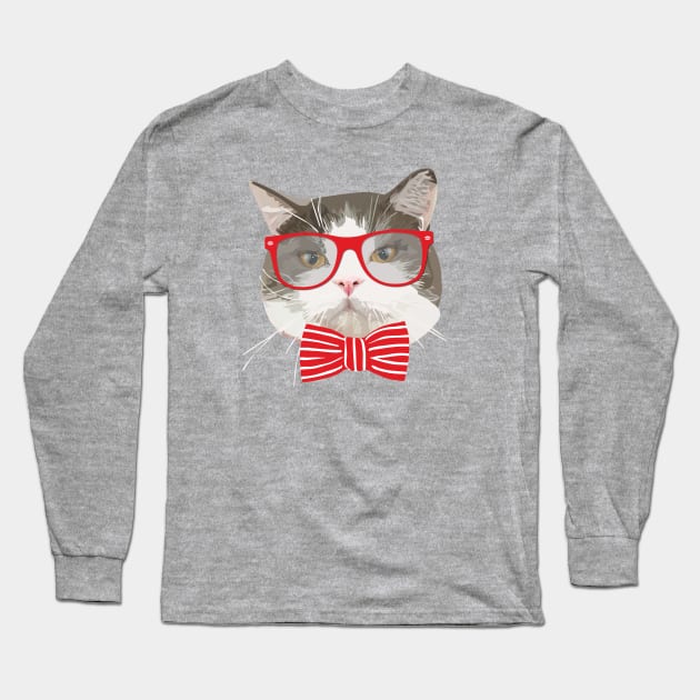 Fat Cat with Glasses Long Sleeve T-Shirt by thedailysoe